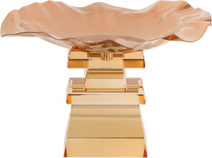 ستاند تقديم ستانلس استيل السيف غاليري، 17x17x10 سم، قاعدة مربع زجاج، مموج - نحاسي product image