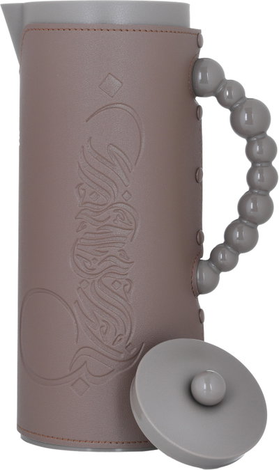Al Saif Gallery Royal 7 glass thermos, 1 liter, with leather cover, glass inner case, plastic outer body - brown product image 3