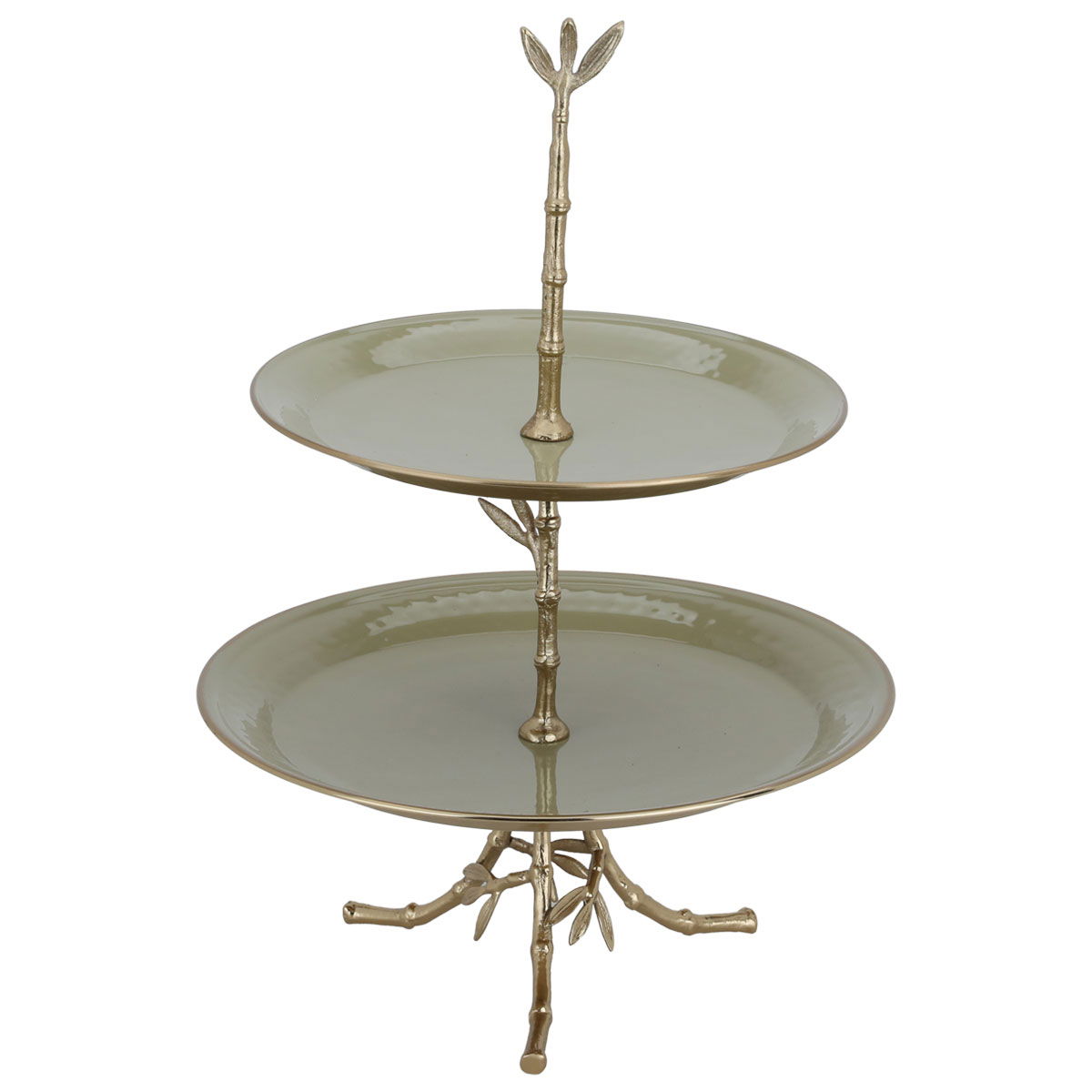 Al Saif Gallery steel serving stand, circular, with base, two floors - gold product image 2