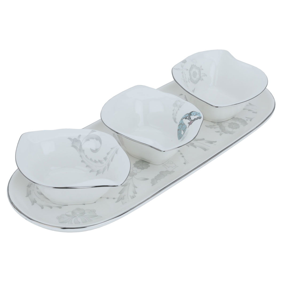 Al Saif Gallery porcelain yogurt set, oval plate, 4 pieces - white product image 1