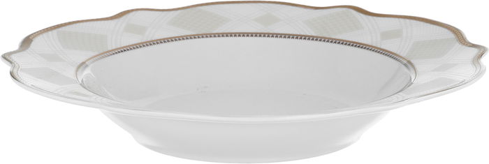 Alsaif gallery Porcelain Dinner Set, 24 Pieces, Round Shape with Beige Rim - White Gold product image 3