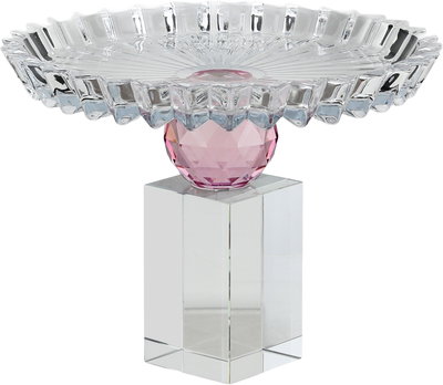 Al Saif Gallery Glass Dessert Serving Stand, Green Base, 19x19x13.5 cm - Clear product image 2