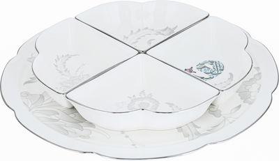 طقم زبادي بورسلان السيف غاليري، مع صحن دائري، 4.5 بوصة، 5 قطع - أبيض product image 1