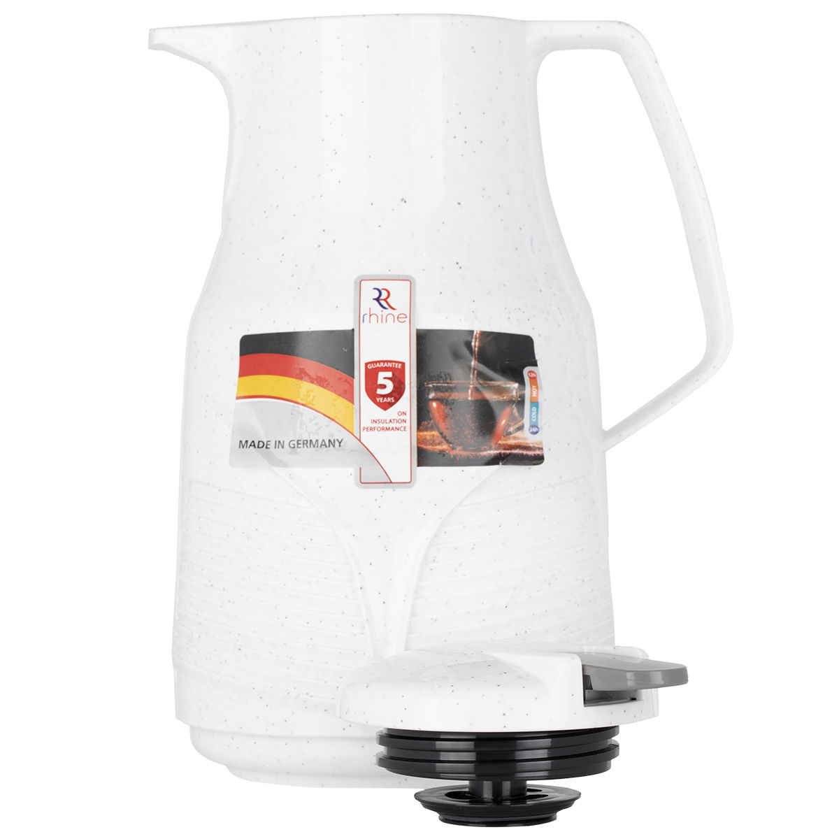 Rhinestone thermos, 1 liter, thermal glass inner container, plastic outer shell - white product image 3