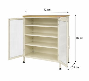 Modern buffet made of MDF wood and metal, 80×72×35 cm - White product image 2