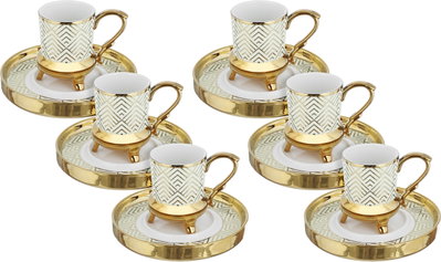 طقم فناجين قهوة سيراميك السيف غاليري، 12 قطعة - ابيض ذهبي product image 1