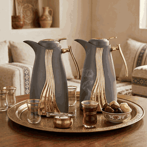 طقم ترامس كارما السيف غاليري، 1/1 لتر، 2 قطعة، حافظة داخلية زجاج حراري، ضغاط - رمادي ذهبي product image 2