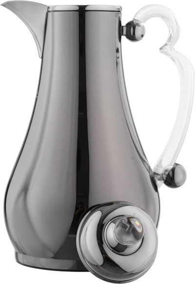 Al Saif Gallery Asalah Thermos Set, 2 pieces, 1/1 liter, glass interior, transparent handle, push-button - Black product image 6