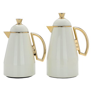 Al Saif Gallery Ruwayda thermos set, 1 liter, thermal glass inner container, steel outer shell - beige product image 2