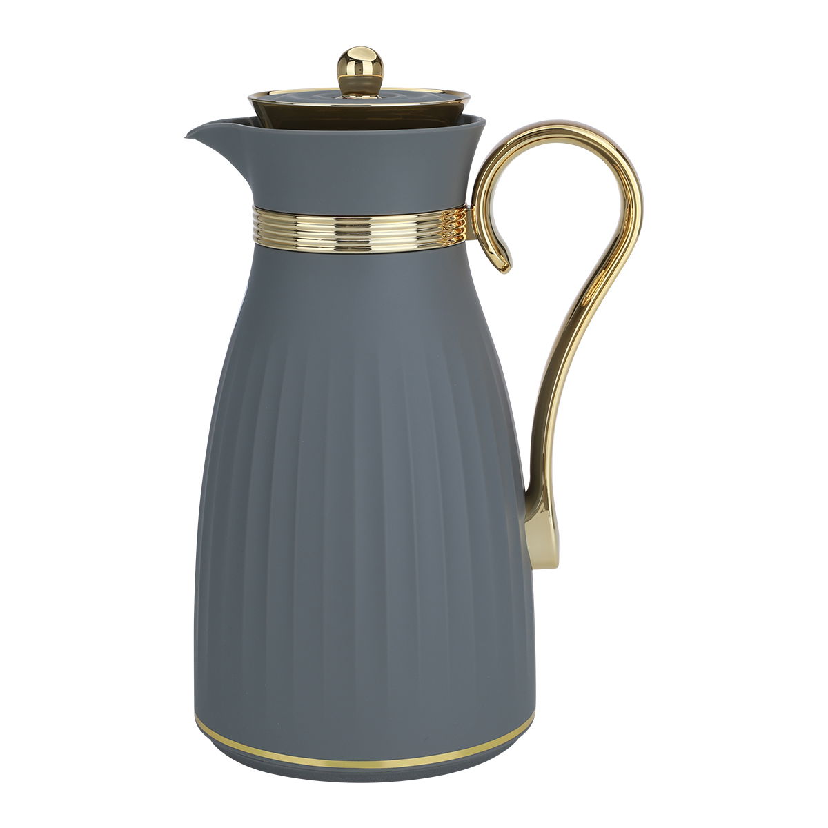 Al Saif Gallery Danat thermos set, 1/0.7 litre, 2 pieces, thermal glass inner shell, plastic outer shell - gray product image 2