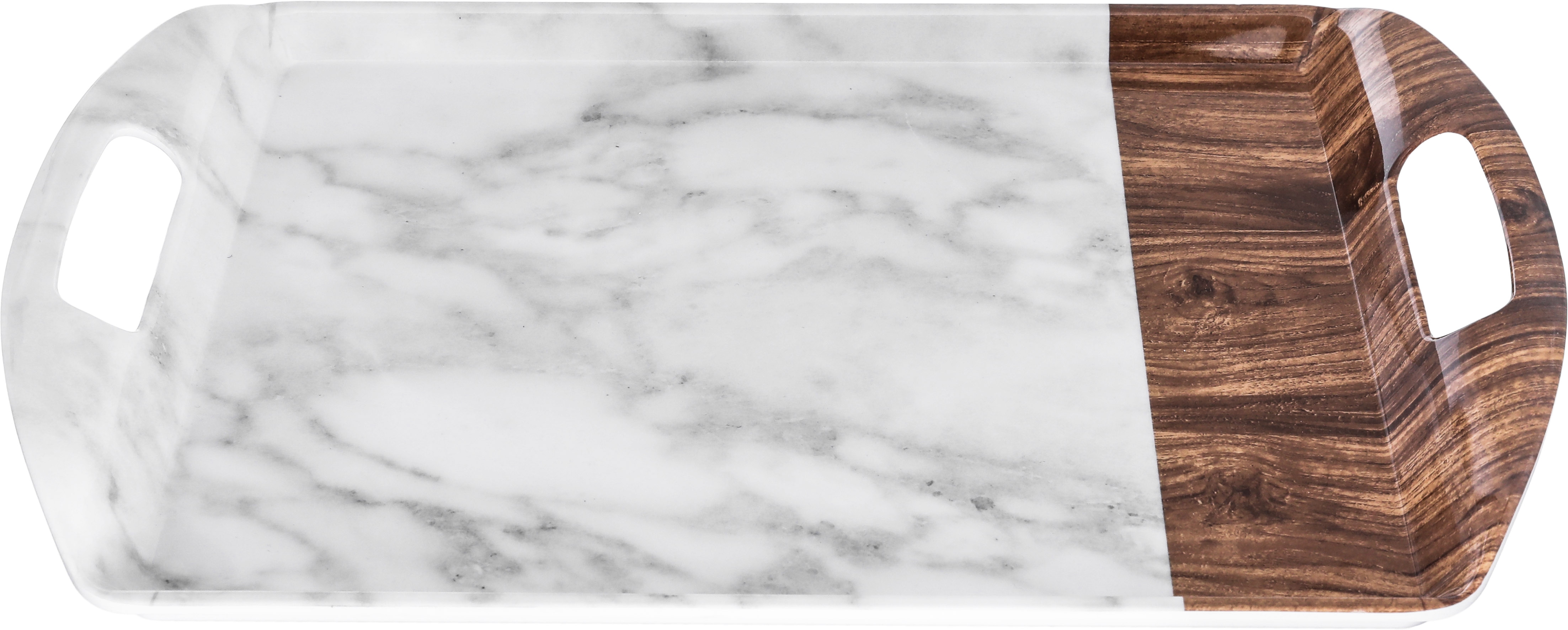 Al Saif Gallery Melamine Serving Tray, 18 cm, Marble Wooden Pattern - White product image 1