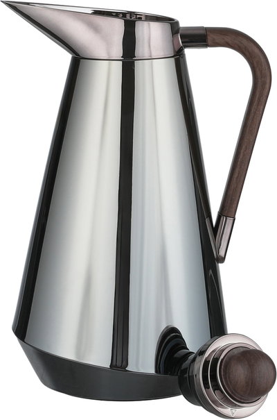 Al Saif Gallery Tarif Thermos Set, 1/0.7 Liter, Glass Interior, 2 Pieces, Dark Wooden Handle, Push-Button Lid - Black product image 6