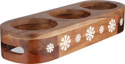 طقم تمريات مع ستاند خشب ستانلس ستيل السيف غاليري، 4 قطع، نقش وردة - فضي خشبي product image 3