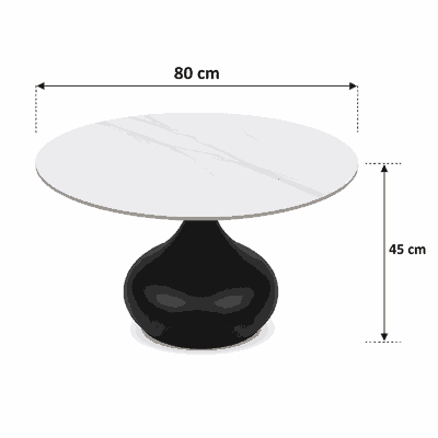 طقم طاولات سيراميك و معدن، 5 قطع - اسود رمادي product image 2
