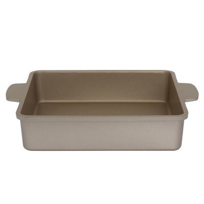قالب كيك مجوف ألمنيوم روكي، 24×24×6.5 سم، مستطيل - ذهبي غامق product image 2