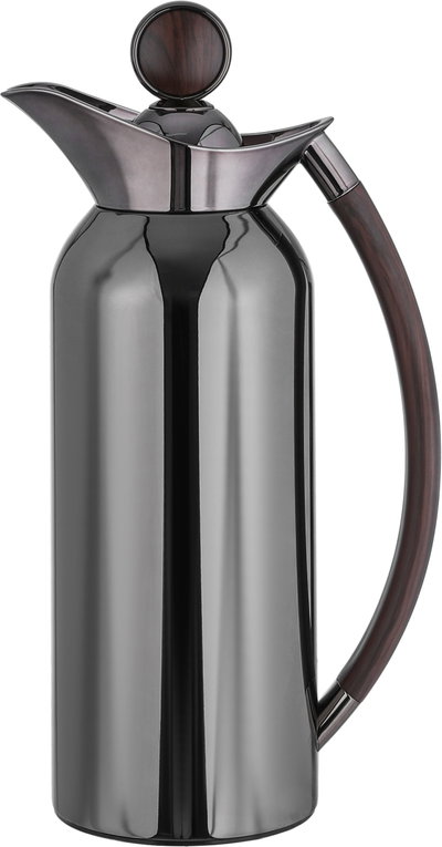 Al Saif Gallery Al Thuraya Thermos Set, 2 Pieces, 1/1 Liter, glass interior, black handle, black push-button lid product image 3
