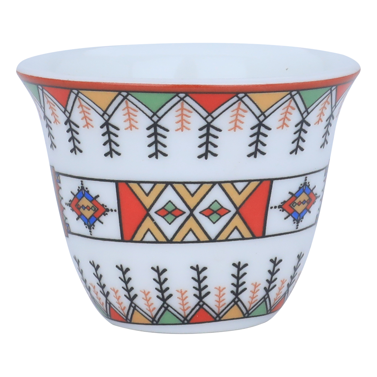 طقم فناجين قهوة عربية بورسلان بنقش عسيري السيف غاليري، 12 قطعة - أبيض product image