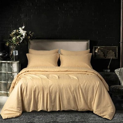 طقم مفرش فندقي مزدوج قطن الحبيب، 7 قطع، 500 غرزة - بيج product image 3