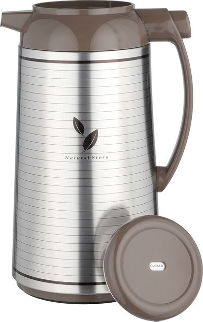 ترمس ابو فيل ياباني زوجرشي ، 1.85 لتر، حافظة داخلية زجاج، هيكل خارجي استيل، مفتاح تأمين - فضي كابتشينو product image 5