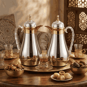 طقم ترامس الهنوف السيف غاليري، 1/0.7 لتر، حافظة داخلية،زجاج، هيكل خارجي استيل - فضي ذهبي product image 2