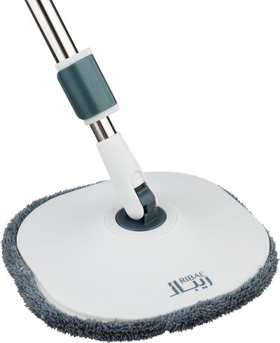طقم ممسحة أرضيات ريبال ماجيك، دائري، عصا استيل 160 سم، 2 فرشاه تنظيف، 2 قطعة حذاء - أبيض رمادي product image 4