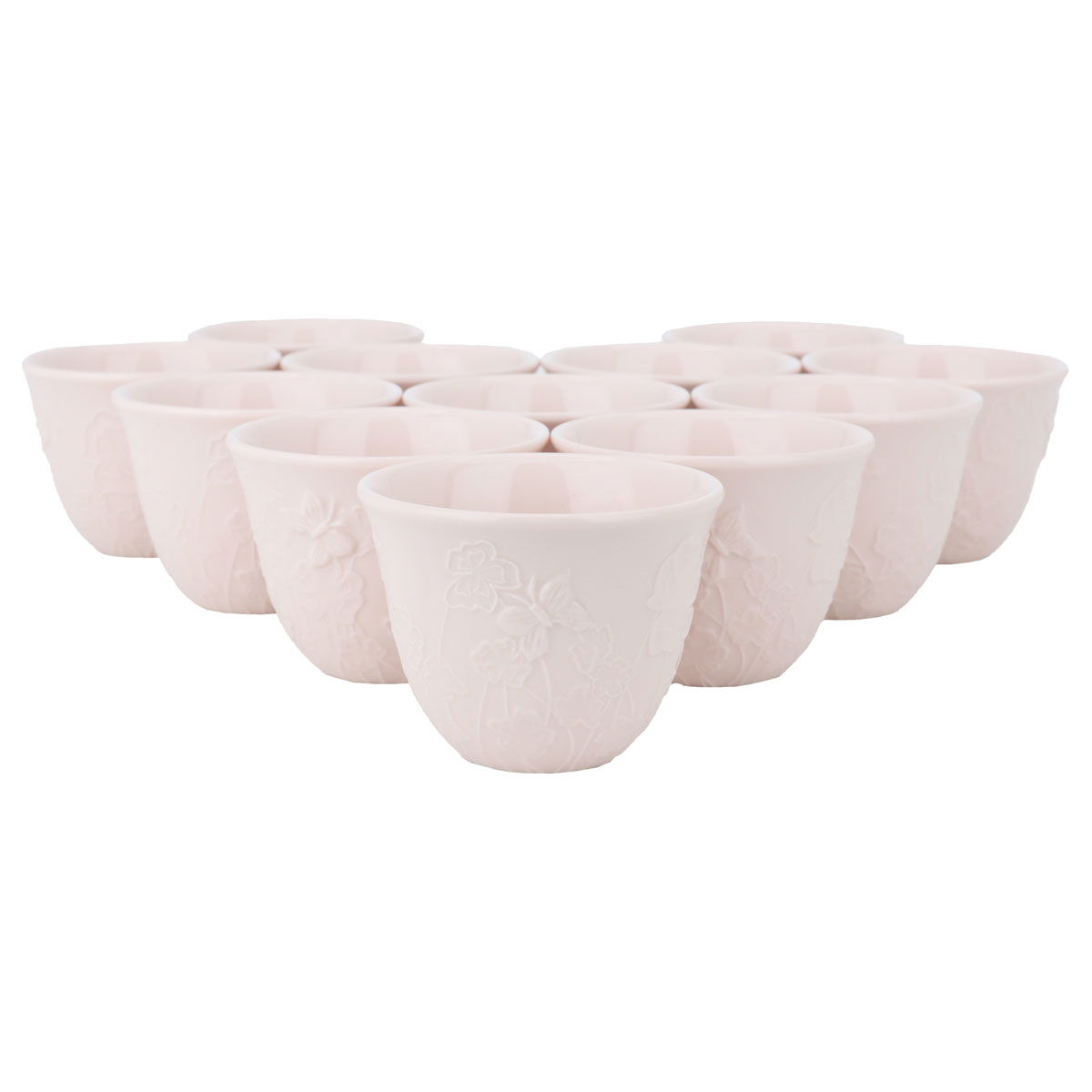 Al Saif Gallery Porcelain Arabic Coffee Cups Set, 350 ml, Wooded, 12 Pieces - Light Pink product image
