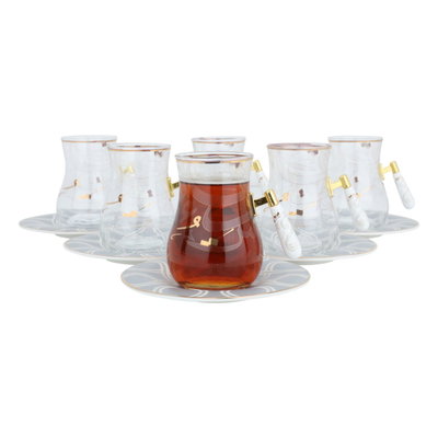 طقم بيالات شاي زجاج السيف غاليري، 12 قطع - شفاف product image 3