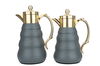 Al Saif Gallery thermos set, 1 liter, glass inner container, steel outer shell, two pieces - gray product image 1