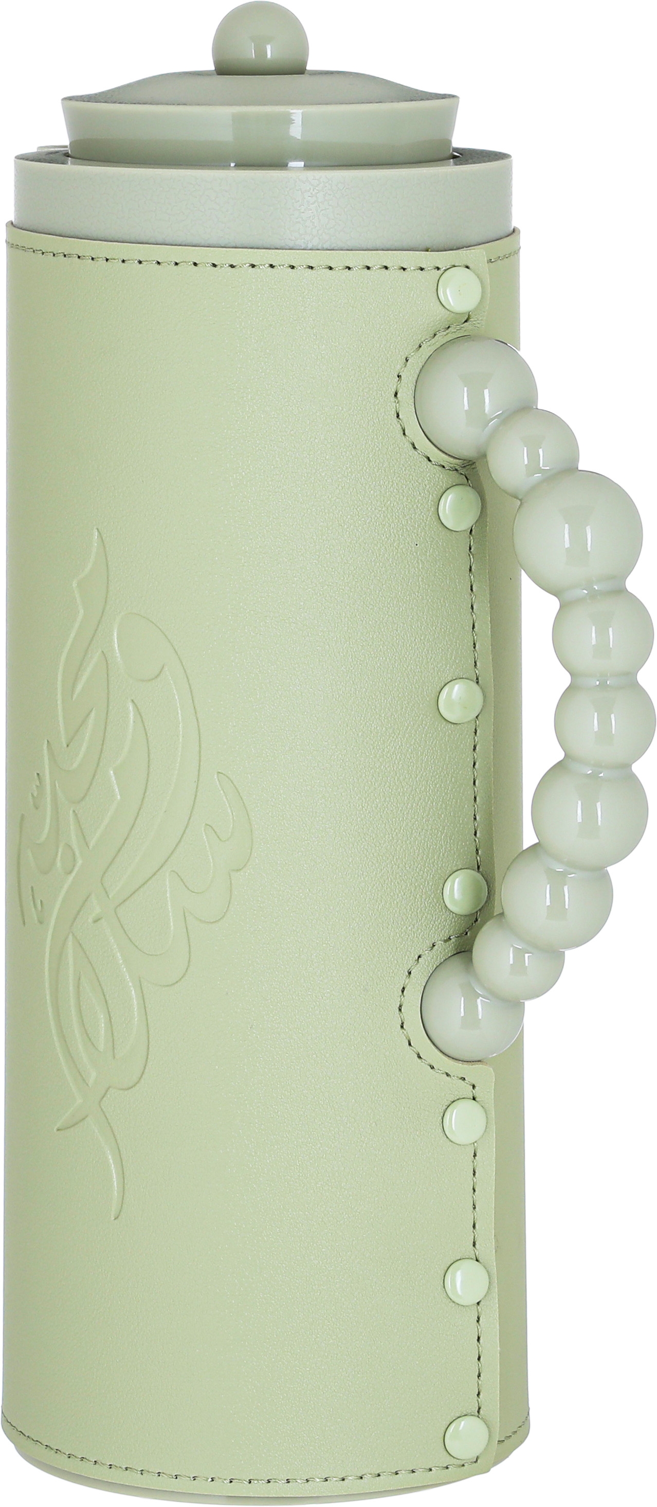 Al Saif Gallery Royal 7 glass thermos, 1 liter, with leather cover, glass inner case, plastic outer body - green product image 4