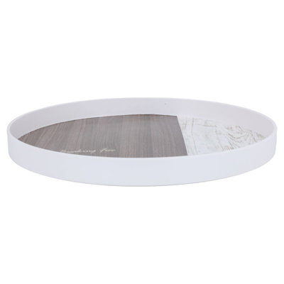 صينية تقديم بلاستيك السيف غاليري، 32×32×3 سم، دائري - أبيض بني product image 2