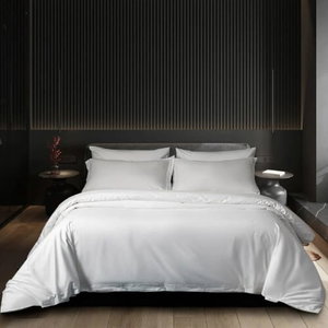 طقم مفرش فندقي قطن نداف، 7 قطع، 500 غرزة - أبيض product image