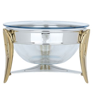 طقم وعاء تقديم سلطة استيل + زجاج السيف غاليري، 3 قطع، 3 لتر، دائري - فضي / ذهبي product image