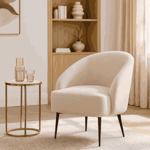 Modern Metal Chair, 85×80×75 Cm, Boucle Fabric - Beige product image