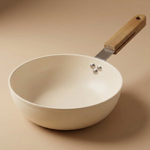 Tornado Ceramic Frying Pan, 20 cm, Wooden Handle, Deep - Beige product image