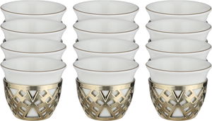 طقم فناجين قهوة مارية بورسلان سيف بلص، 12 قطع - ابيض ذهبي product image