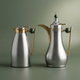 Al Saif Gallery Alaa thermos set, 1/0.75 liter, two pieces, thermal glass inner container, steel outer shell - silver product image 1