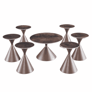 طقم طاولات سيراميك و معدن، 7 قطع - بنى اسود product image 2