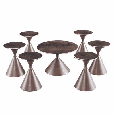 طقم طاولات سيراميك و معدن، 7 قطع - بنى اسود product image 2