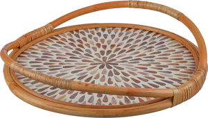 Al Saif Gallery Wicker Tray, 43x43x9 cm - Beige Brown product image 2