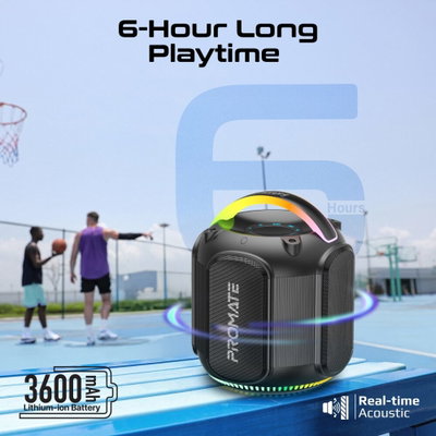 مكبر صوت خارجي بروميت ستريك-80، 80 واط، 3600 مللي أمبير، معيار مقاومة الماء IPX5، إضاءة RGB - اسود product image 3