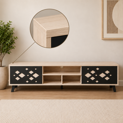 طاولة تلفزيون ألورا ، 40×180×45 سم، خشب MDF، أدراج - بيج خشبي أسود product image 3
