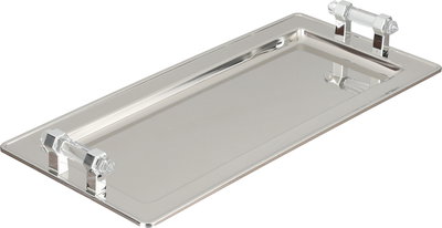 Al Saif Gallery Stainless Steel Serving Tray, 40x18.5x1 cm, Rectangular, Transparent Handle - Silver product image 1