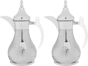 Al Saif Gallery Haila Thermos set, 1.2/1.2 litres, crystal handle, two pieces, steel inner case, steel outer case - silver product image 2