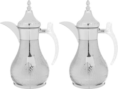 Al Saif Gallery Haila Thermos set, 1.2/1.2 litres, crystal handle, two pieces, steel inner case, steel outer case - silver product image 2