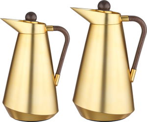 طقم ترامس طريف السيف غاليري، 1/0.7 لتر، حافظة داخلية زجاج، يد خشبي غامق، غطاء ضغاط - ذهبي product image