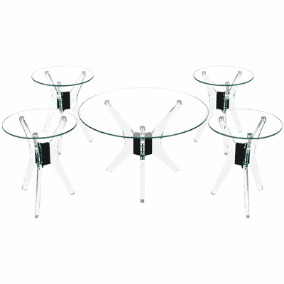طقم طاولات زجاج و ستيل و اكرليك، 5 قطع - شفاف اسود product image 4