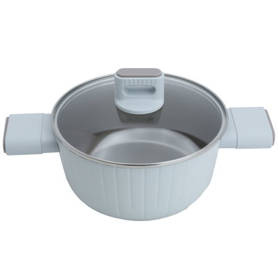 Robust aluminum cookware set with glass lid, 9 pieces - grey product image 4
