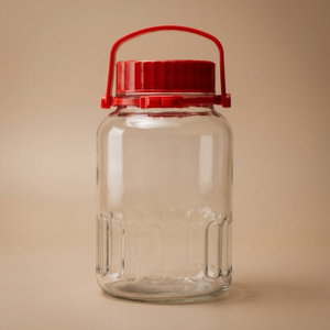 برطمان زجاج باشاباتشي، 5 لتر، غطاء احمر - شفاف product image