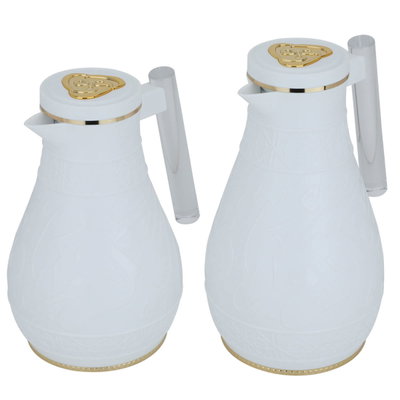 Al Saif Gallery Karam thermos set, 1/0.65 litre, Islamic pattern, thermal glass inner shell, plastic outer shell - white product image 3