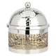 Round Tamriya with Arabic engraving base andAl Saif Gallery steel cover, 13x13x17 cm - silver product image 1